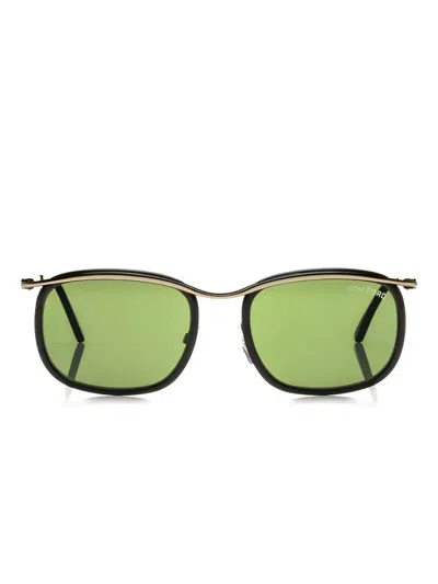 Tom Ford Browline Gold-rim Sunglasses In Green