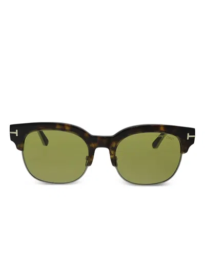Tom Ford Browline Half-rim Sunglasses In Green
