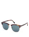 Tom Ford Browline Round Sunglasses, 53mm In Blue