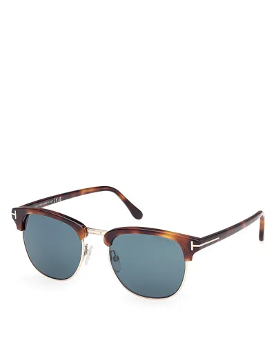 Tom Ford Browline Round Sunglasses, 53mm In Blue