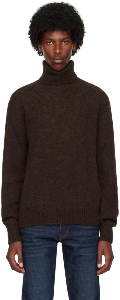 Tom Ford Brown Alpaca Turtleneck In Deep Brown