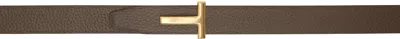 Tom Ford Brown & Black Leather Reversible Belt In 3en17 Dark Khaki + B