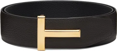 Tom Ford Brown & Black Reversible T Icon Belt