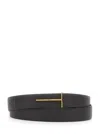 Tom Ford Reversible Leather Belt Adjustable Length Textured In Black