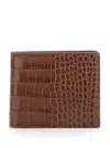 Tom Ford Brown Bi-fold Wallet With Embossed Crocodile Effect In Leather Man In Brown