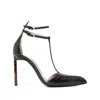 Tom Ford Python Stamped Leather Double Ankle Strap Pumps In Black