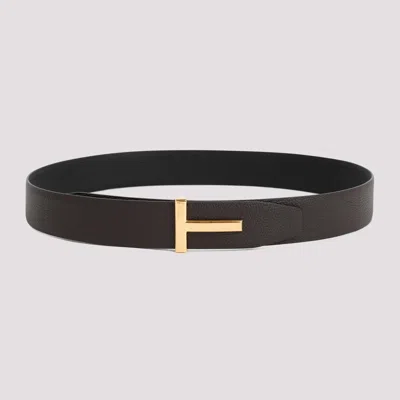 Tom Ford Grained Calf Leather Belt In Brown