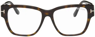 Tom Ford Brown Blue Block Square Shape Glasses In Multi