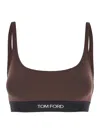 Tom Ford Brown Bralette With Contrasting Logo Print In Brown