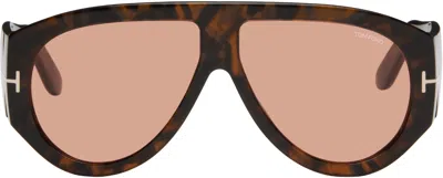 Tom Ford Brown Bronson Sunglasses In 52s Shiny Dark Havan
