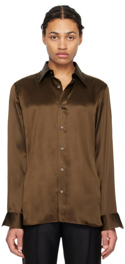 Tom Ford Brown Button Shirt In Chocolate