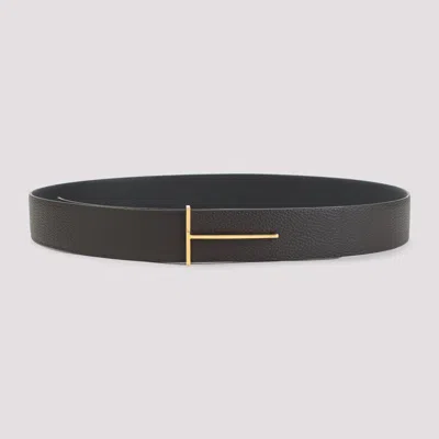 Tom Ford Brown Calf Leather Belt In Green
