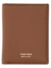 Tom Ford Textured Finish Bi-fold Wallet In Brown