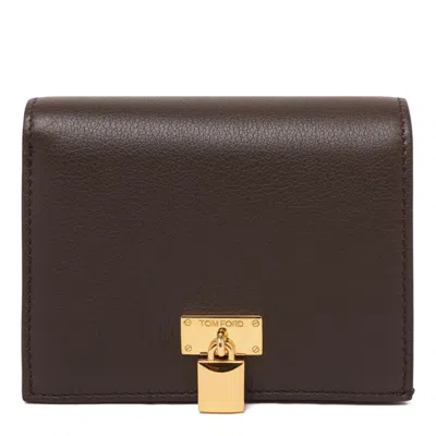 Tom Ford Padlock Leather Wallet In Brown