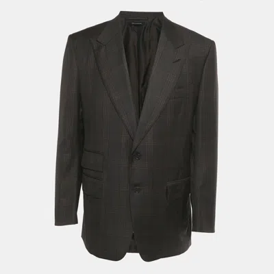 Pre-owned Tom Ford Brown Checkered Wool Single Breasted Blazer Xxl