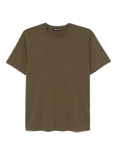 Tom Ford Brown Cotton-blend Crewneck T-shirt