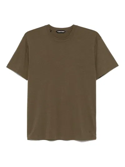Tom Ford Brown Cotton-blend Crewneck T-shirt