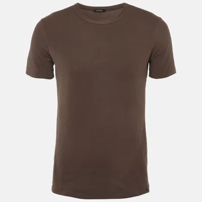 Pre-owned Tom Ford Brown Cotton Knit Crew Neck T-shirt M