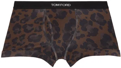 Tom Ford Brown Cotton Leopard Boxer Briefs In Dark Brown