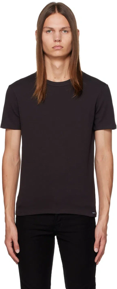 Tom Ford Brown Crewneck T-shirt In 204 Ebony