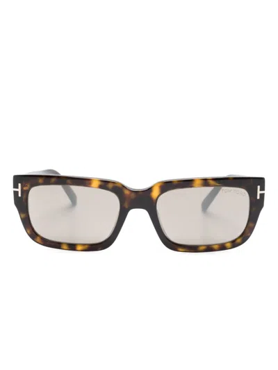 Tom Ford Ezra Rectangle-frame Sunglasses In Brown