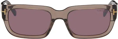 Tom Ford Brown Ezra Sunglasses In 45u Transparent Brow