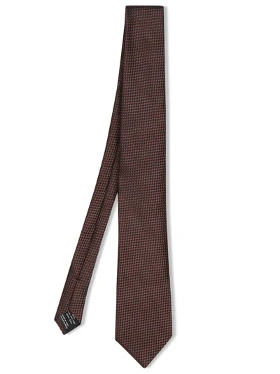Tom Ford Brown Geometric Pattern Tie