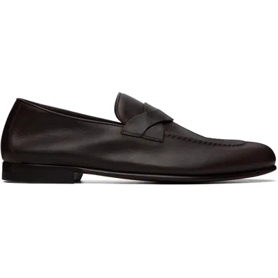 Tom Ford Brown Gigi Twisted Band Loafers In Multi