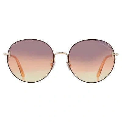 Pre-owned Tom Ford Brown Gold Gradient Round Unisex Sunglasses Ft0966-k 48f 58 In Multi