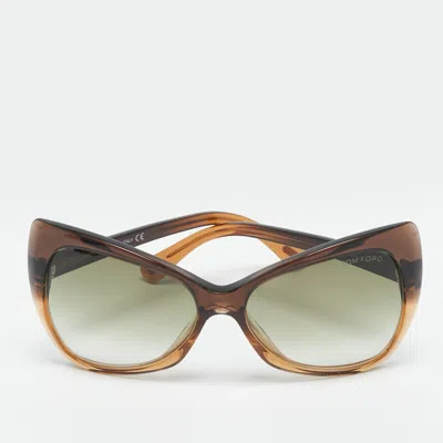 Pre-owned Tom Ford Brown Gradient Tf175 Nico Butterfly Sunglasses