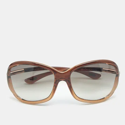 Pre-owned Tom Ford Brown Gradient Tf8 Jennifer Oversized Sunglasses
