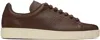 Tom Ford Brown Warwick Crocodile-embossed Sneakers In Tobacco + Cream