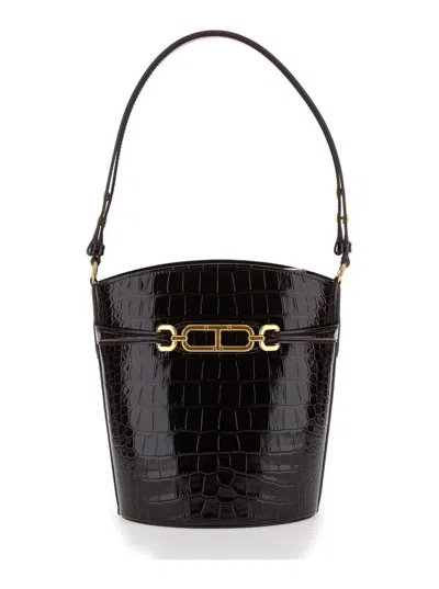 Tom Ford Brown Handbag With T Logo Detail