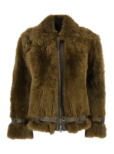 TOM FORD BROWN JACKET WITH ADJUSTABLE BELT ON THE WAIST