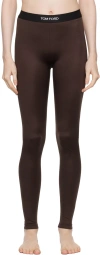 Tom Ford Brown Jersey Signature Leggings In Kb915 Darkest Brown