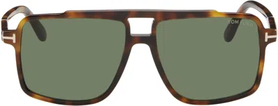Tom Ford Brown Kemp Sunglasses In 53n Shiny Havana, /t