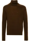 Tom Ford Fine Gauge Merino Wool Turtleneck Sweater In Brown
