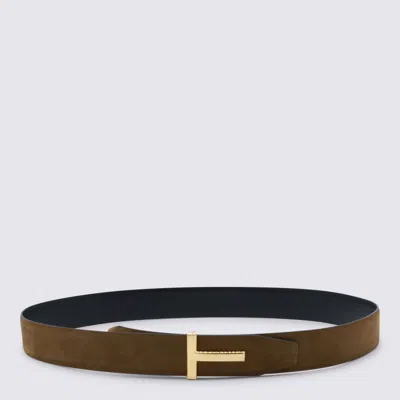 Tom Ford Logo Buckle Reversible Belt Belts Multicolor In Brown