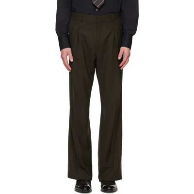 Tom Ford Brown Light Fresco Stripe Wide Leg Trousers In Animal Print