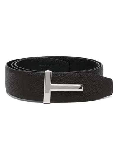 Tom Ford Brown Logo Buckle Reversible Belt