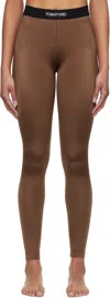 Tom Ford Brown Lustrous Signature Leggings In Kb602 Pine Brown