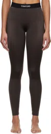 Tom Ford Brown Lustrous Signature Leggings In Kb915 Darkest Brown