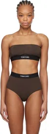 Tom Ford Brown Modal Signature Bandeau Bra In Kb915 Darkest Brown