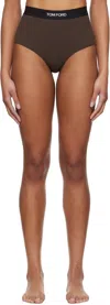 Tom Ford Brown Modal Signature Briefs In Kb915 Darkest Brown