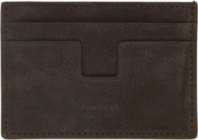 Tom Ford Brown Nubuck Money Clip Card Holder