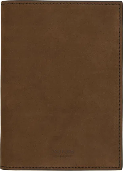 Tom Ford Brown Nubuck 't Line' Passport Holder