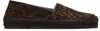 Tom Ford Brown Ocelot Print Suede Smooth Calf Espadrilles In Multi