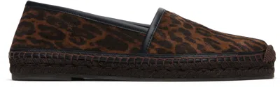 TOM FORD BROWN OCELOT PRINT SUEDE SMOOTH CALF ESPADRILLES