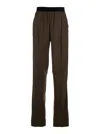 Tom Ford Brown Pants With Elastic Waist With Logo Lettering In Silk Stretch Woman In Brown