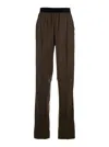 Tom Ford Brown Pants With Elastic Waist With Logo Lettering In Silk Stretch Woman In Brown